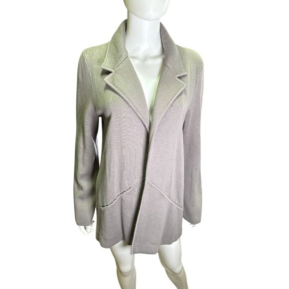 41 Hawthorn Maren Womens Medium Open-Front Knit Blazer Cotton/Rayon Taupe EUC - Picture 1 of 7